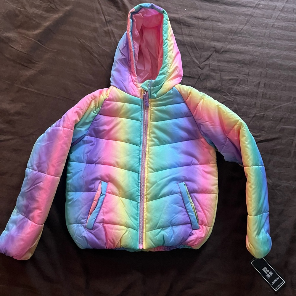 Colorful Rainbow Puffer Jacket - Picture 2 of 5
